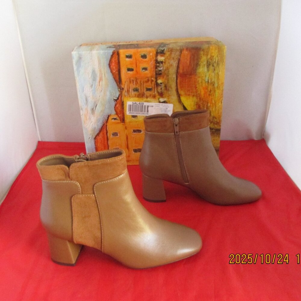 Bella Vita Medley Square Toe Dress Boots $110 - US Size 7 W - Cognac - 1392